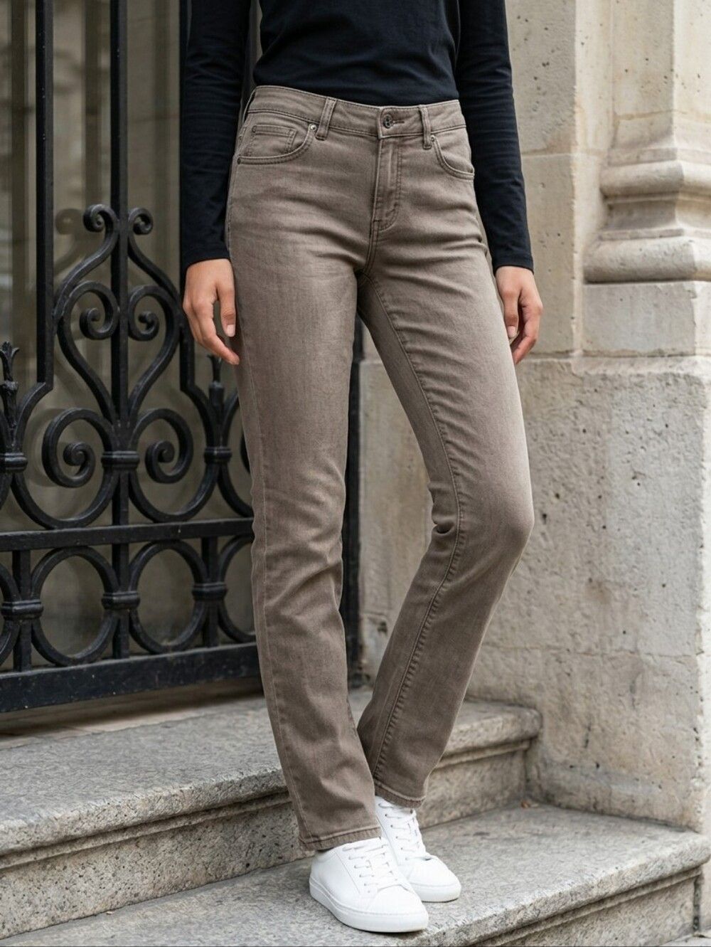 JAG Taupe High Rise Straight Leg Jeans Greige Stretch Denim Women's Size 10